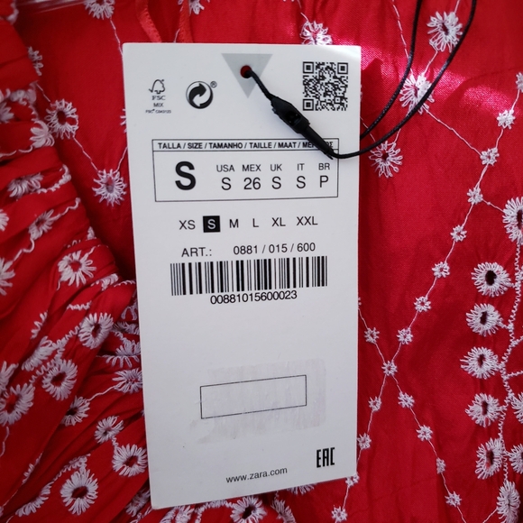 Zara Red Embroidered Eyelet Ruffle Top - Picture 9 of 12